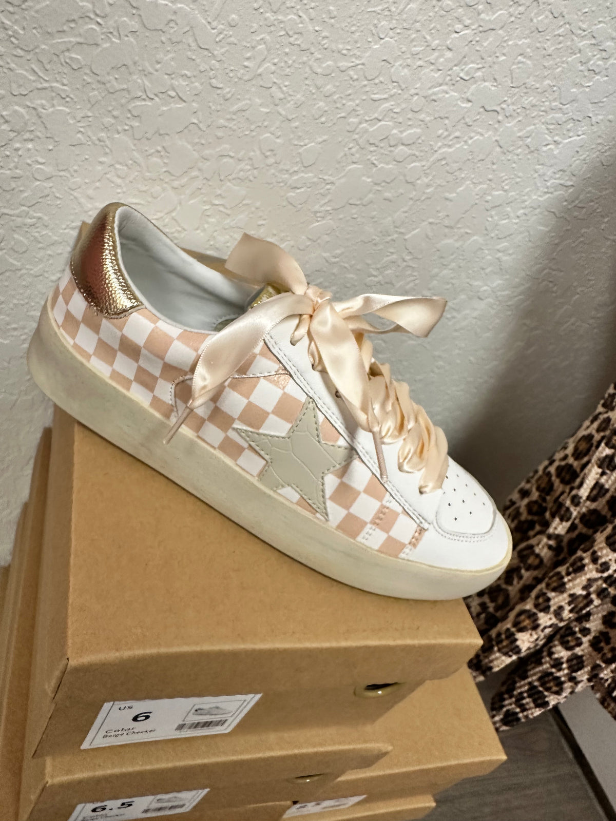 Alex Beige Checker Sneaker