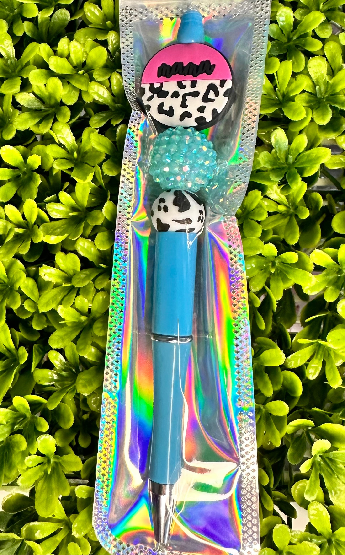 MAMA CHEETAH PRINT BLUE PEN