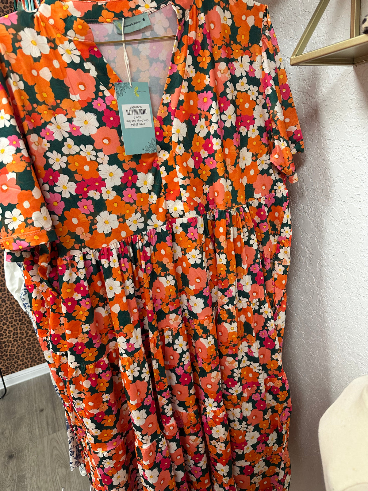 ORANGE MULTI FLORAL DRESS