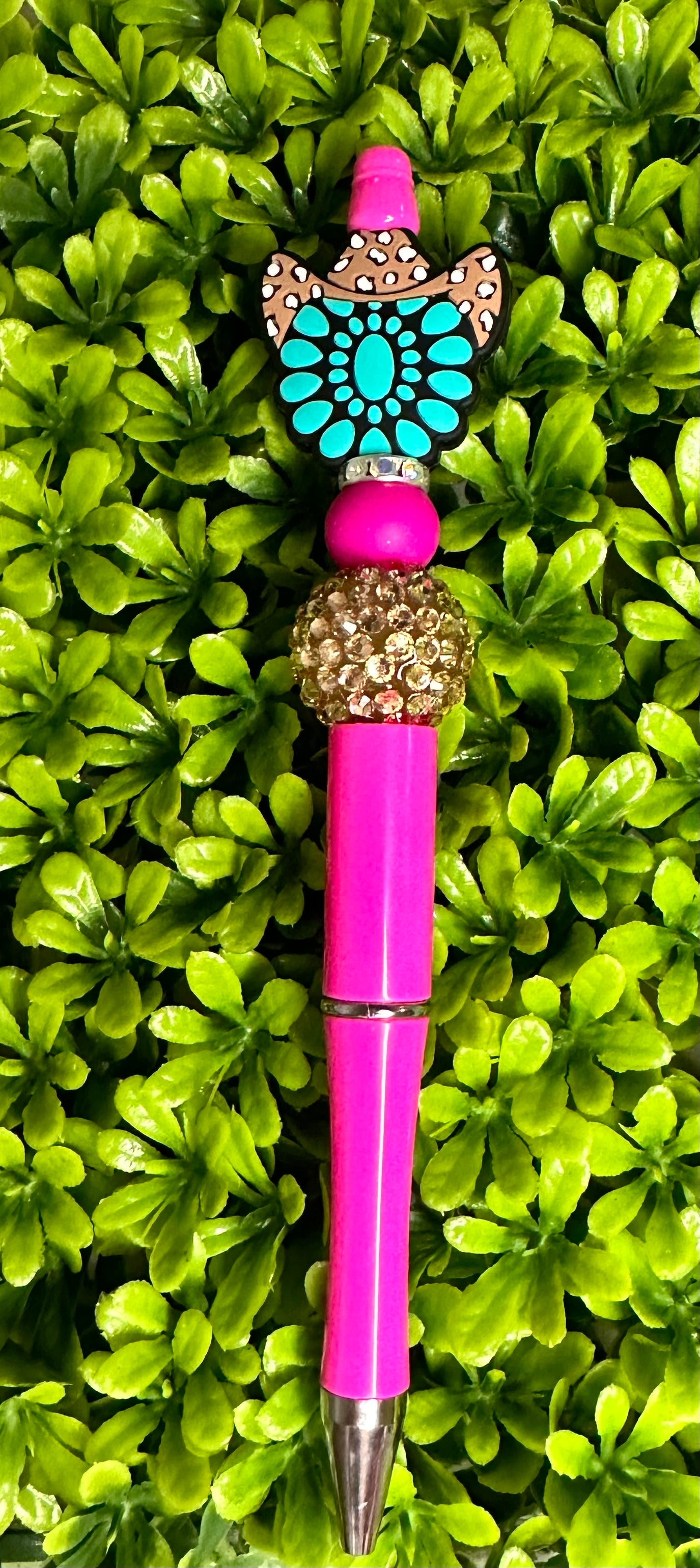 TURQUOISE COWGIRL HOT PINK PEN