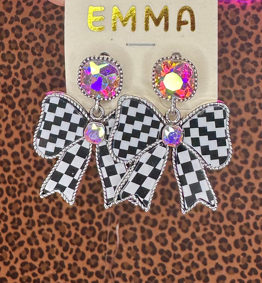 LUSHY’S AB BOW EARRINGS-BLK